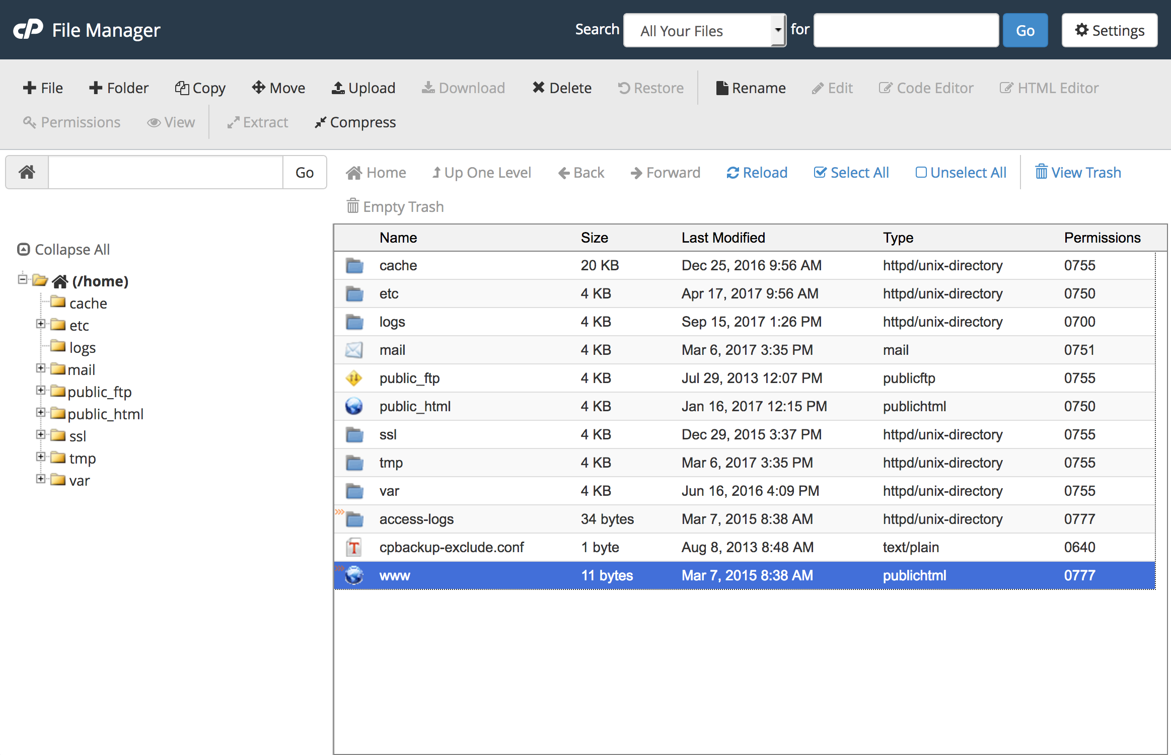 CPanel's File Manager