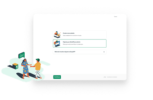 Select the option to migrate your existing website.