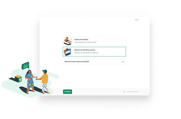 Select the option to migrate your existing website.