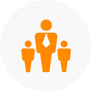 three orange persons