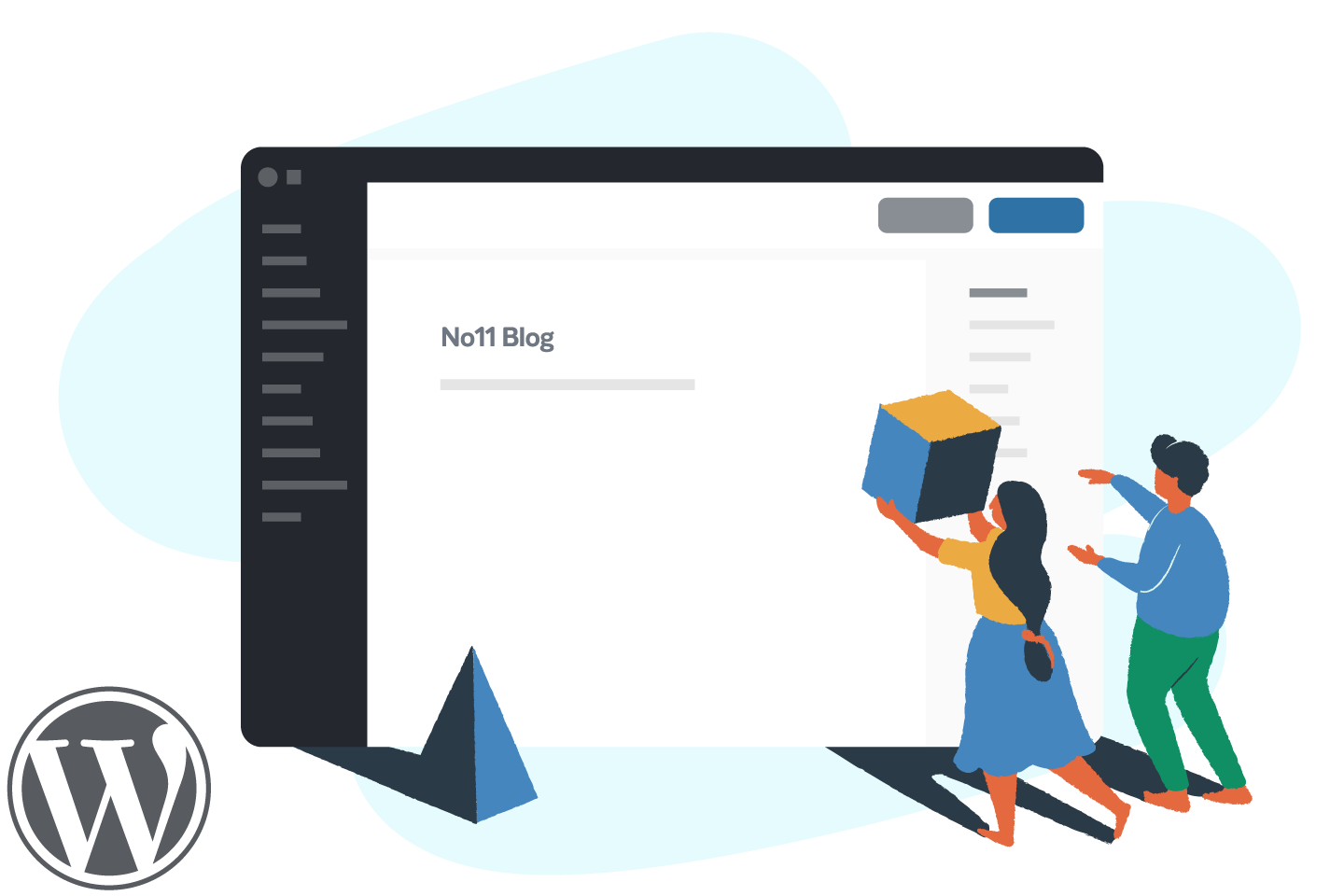 A screenshot of people creating a post in WordPress.