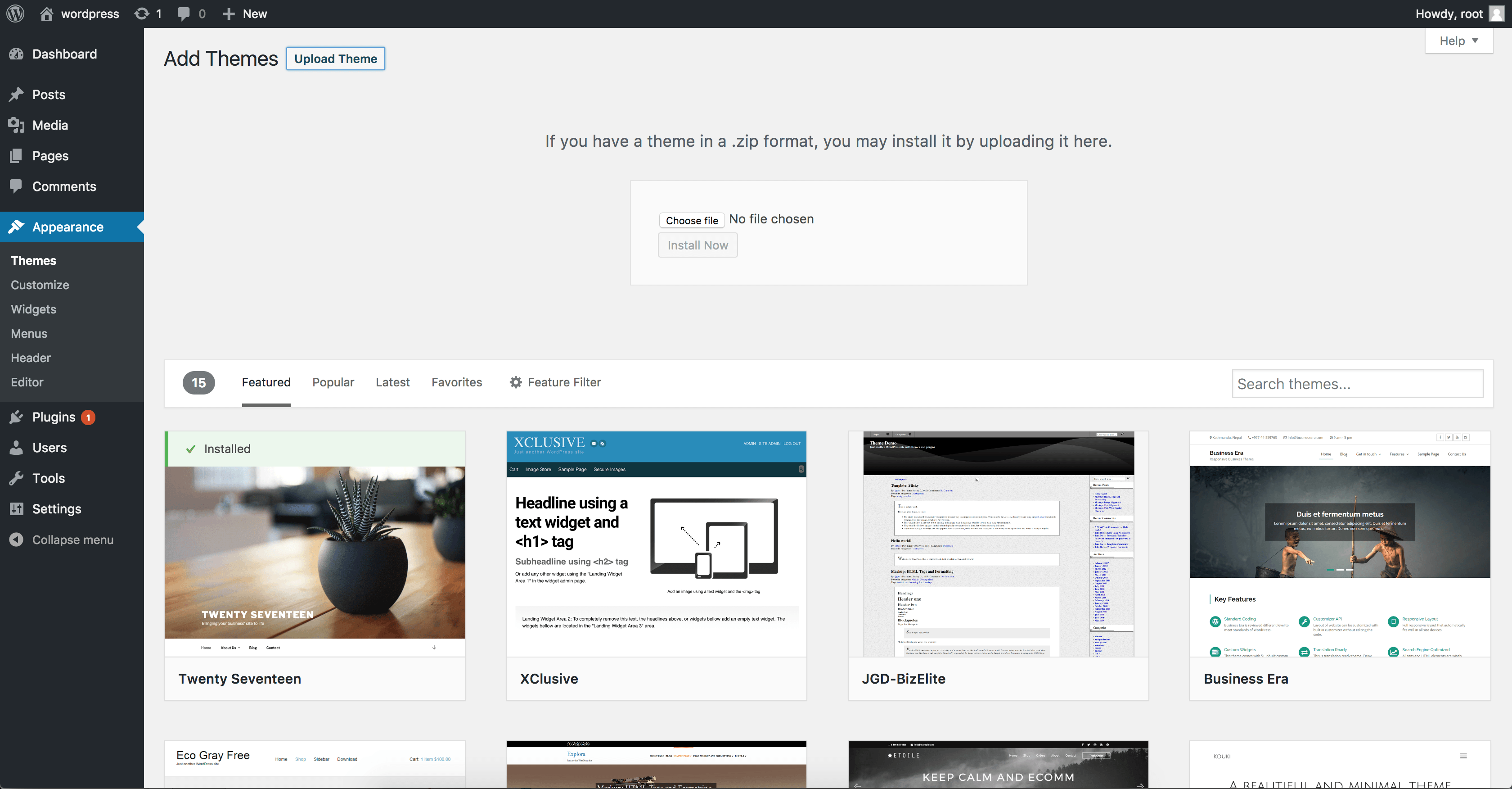 Choose theme file dialog