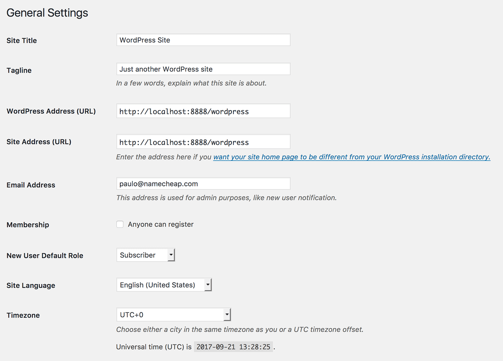 WordPress Settings