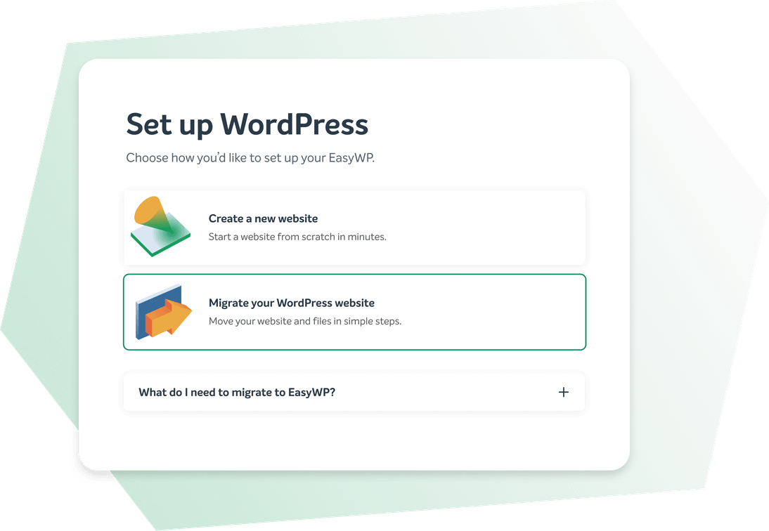 Select the option to migrate your existing website.
