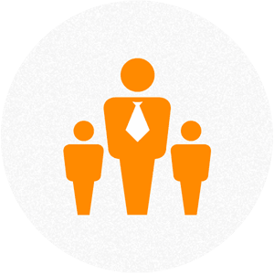 three orange persons